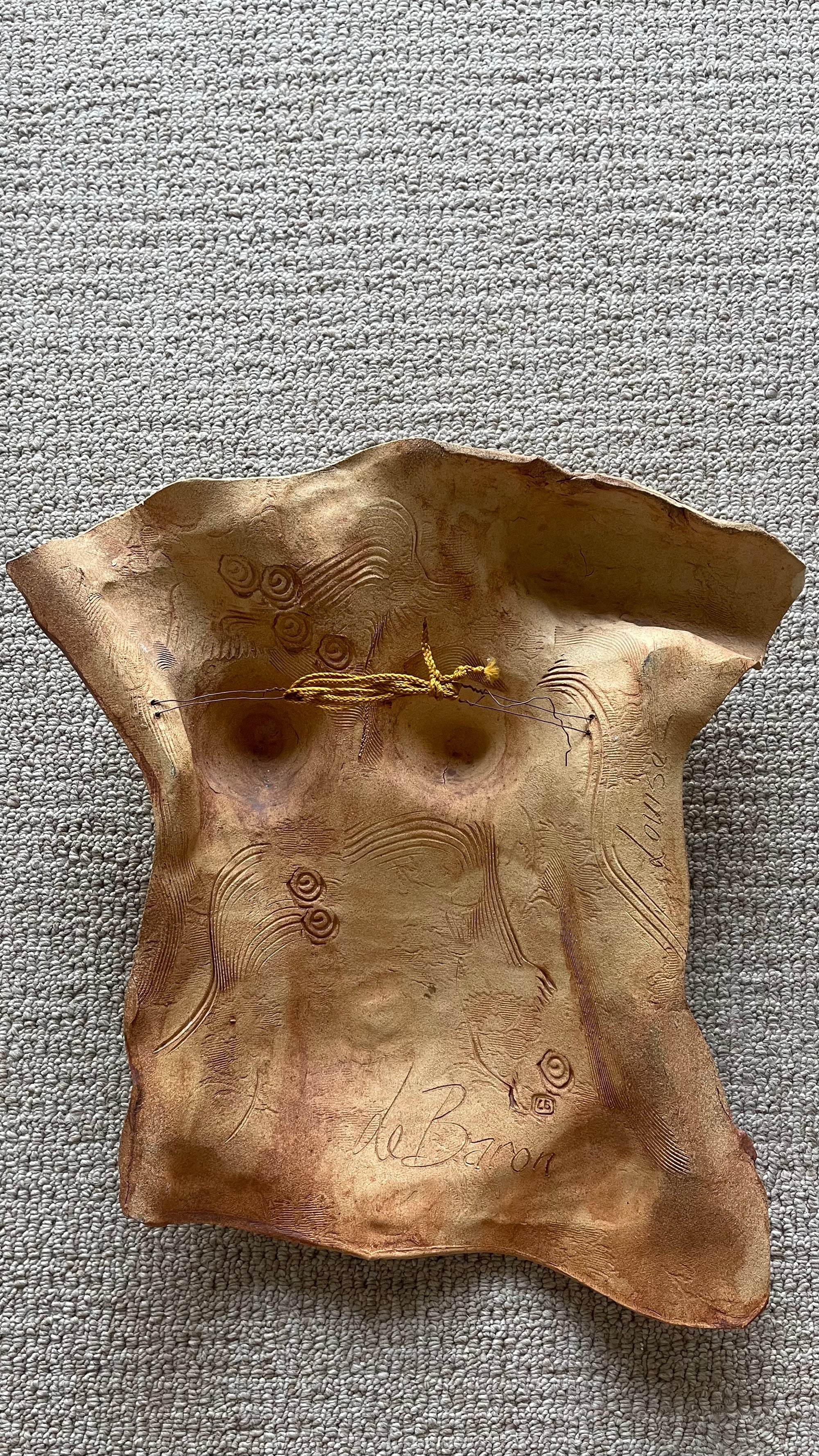 Nude Terracota Torso Wall Sculpture by LeBaron. 1934