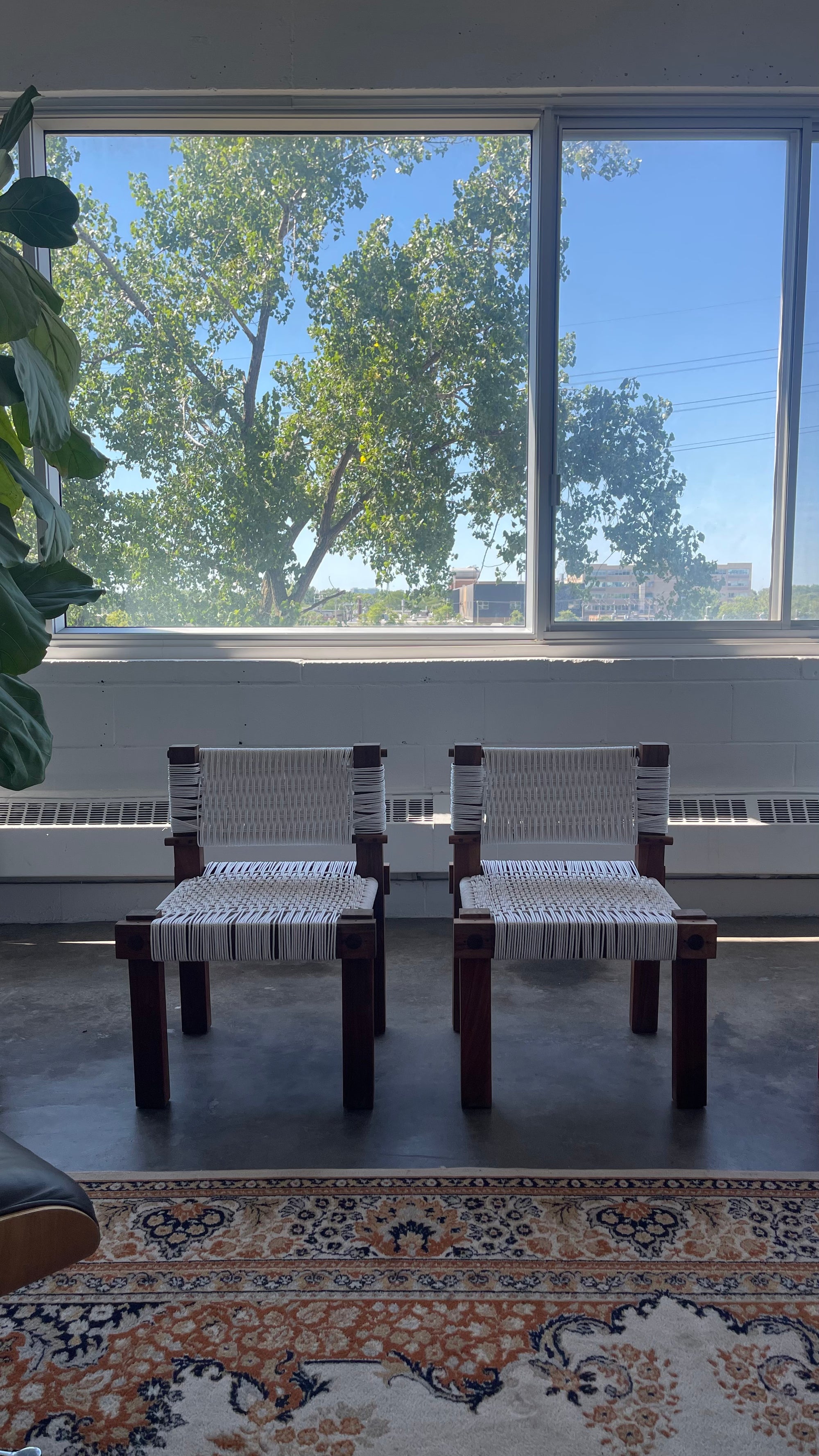 Teak & Woven Lounge Chairs by Mini Boga for Taaru