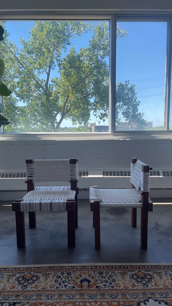 Teak & Woven Lounge Chairs by Mini Boga for Taaru
