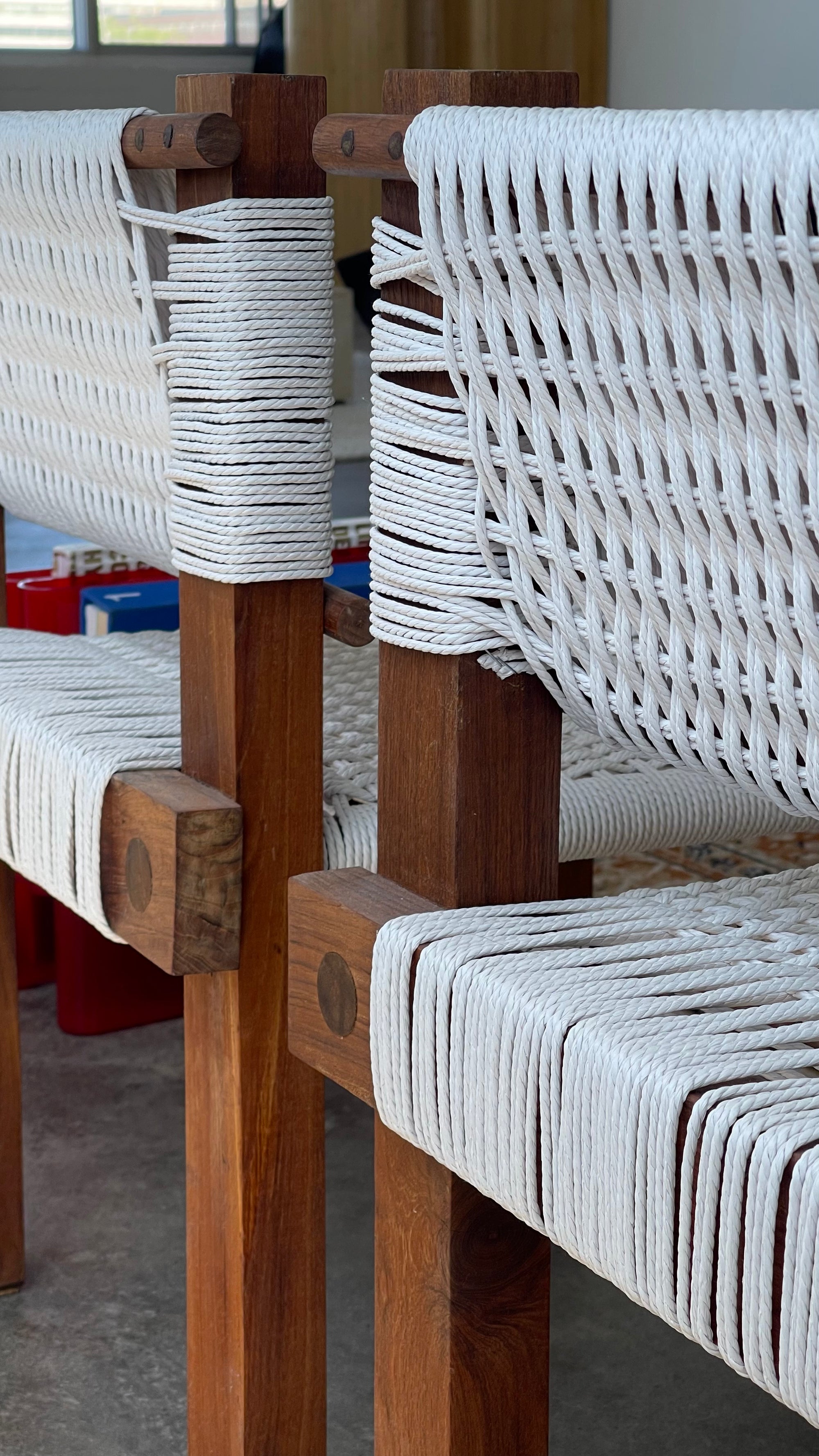 Teak & Woven Lounge Chairs by Mini Boga for Taaru