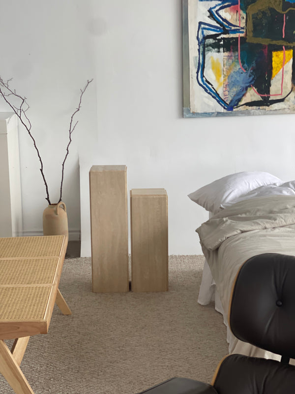 Set of 2 Travertine Plinths