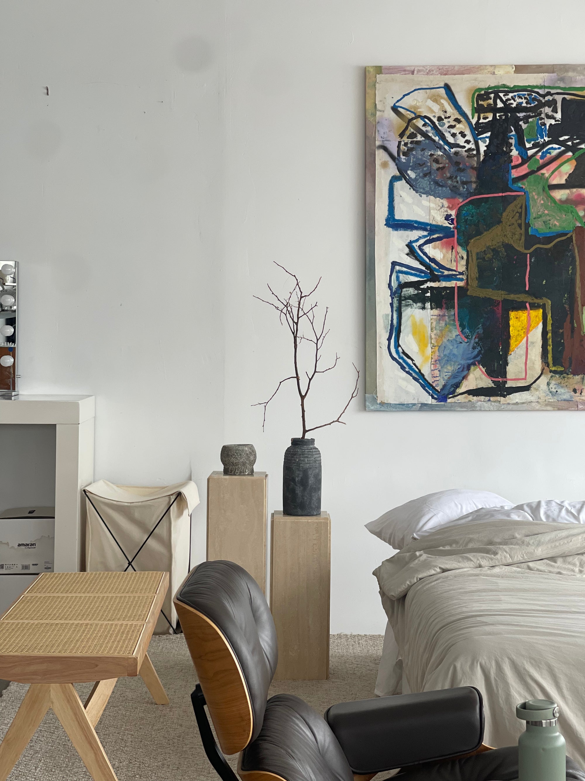 Set of 2 Travertine Plinths